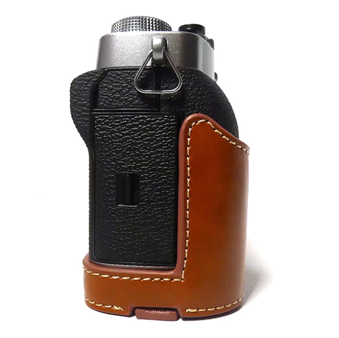 Uniqkart for Fujifilm X-T3 Digital Camera PU Leather Protective Bottom Case Battery Opening Design Half Body Cover - Brown