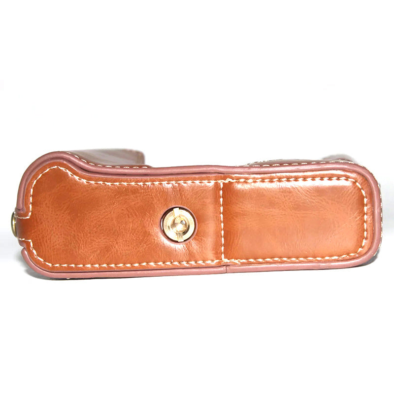 Uniqkart for Fujifilm X-E3 Camera Bottom Shell PU Leather Large Opening Design Protective Half Body Cover - Brown