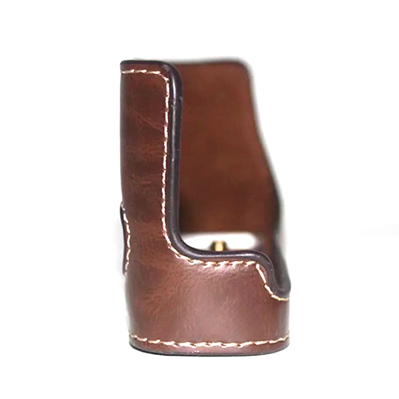 Uniqkart for Fujifilm X-E3 Camera Bottom Shell PU Leather Large Opening Design Protective Half Body Cover - Coffee