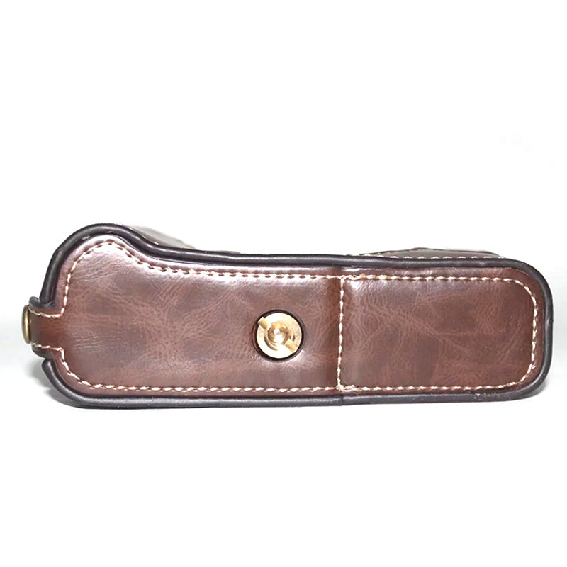 Uniqkart for Fujifilm X-E3 Camera Bottom Shell PU Leather Large Opening Design Protective Half Body Cover - Coffee