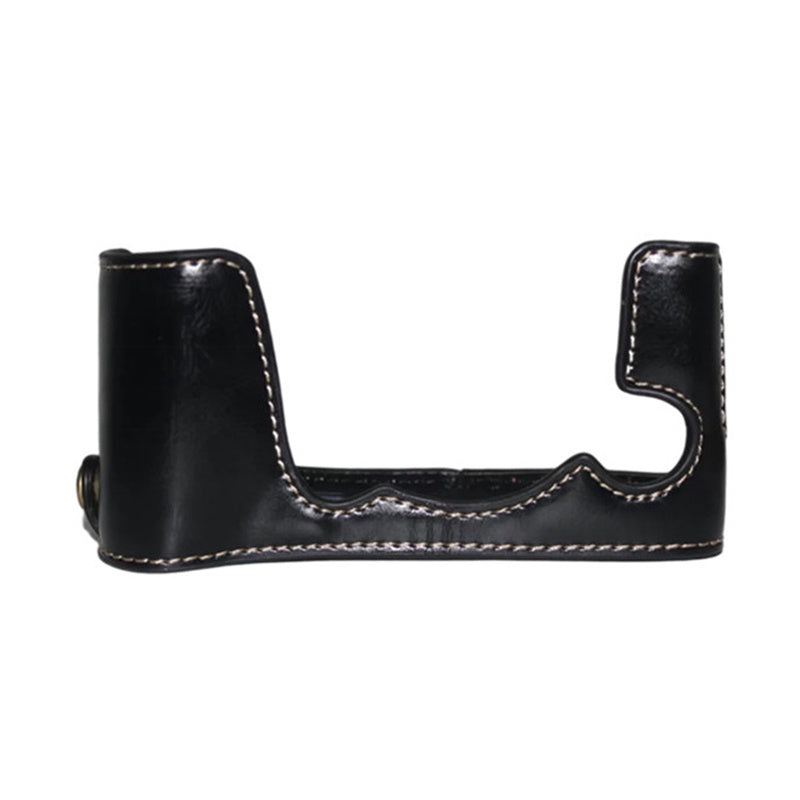 Uniqkart for Fujifilm X-E3 Camera Bottom Shell PU Leather Large Opening Design Protective Half Body Cover - Black