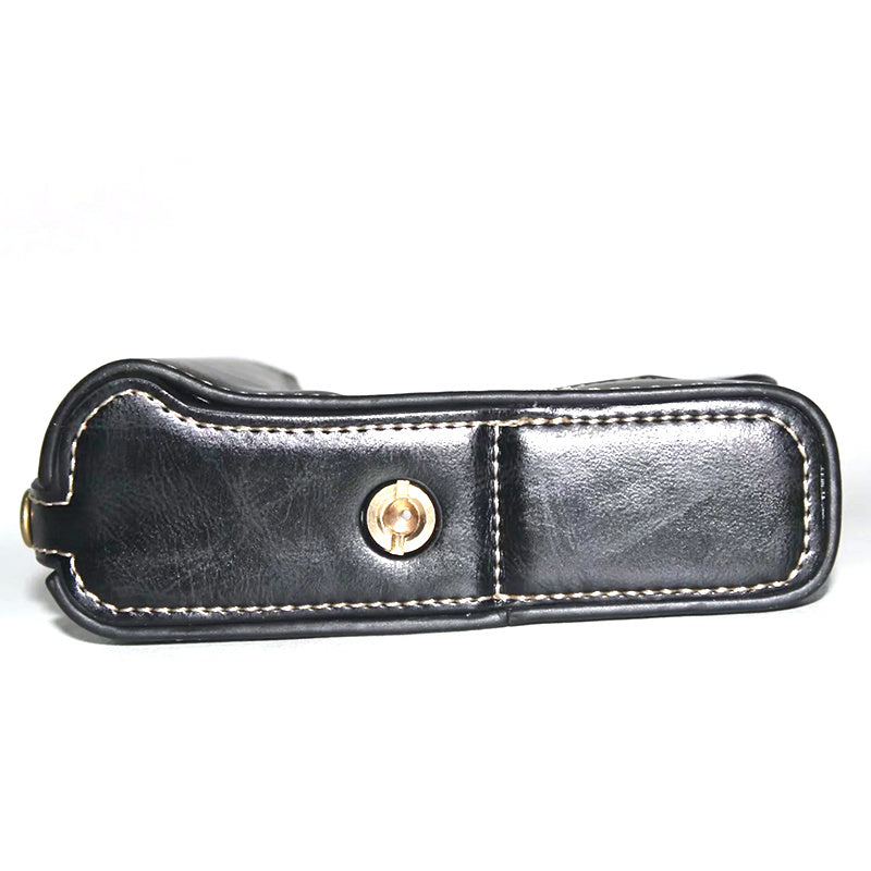 Uniqkart for Fujifilm X-E3 Camera Bottom Shell PU Leather Large Opening Design Protective Half Body Cover - Black