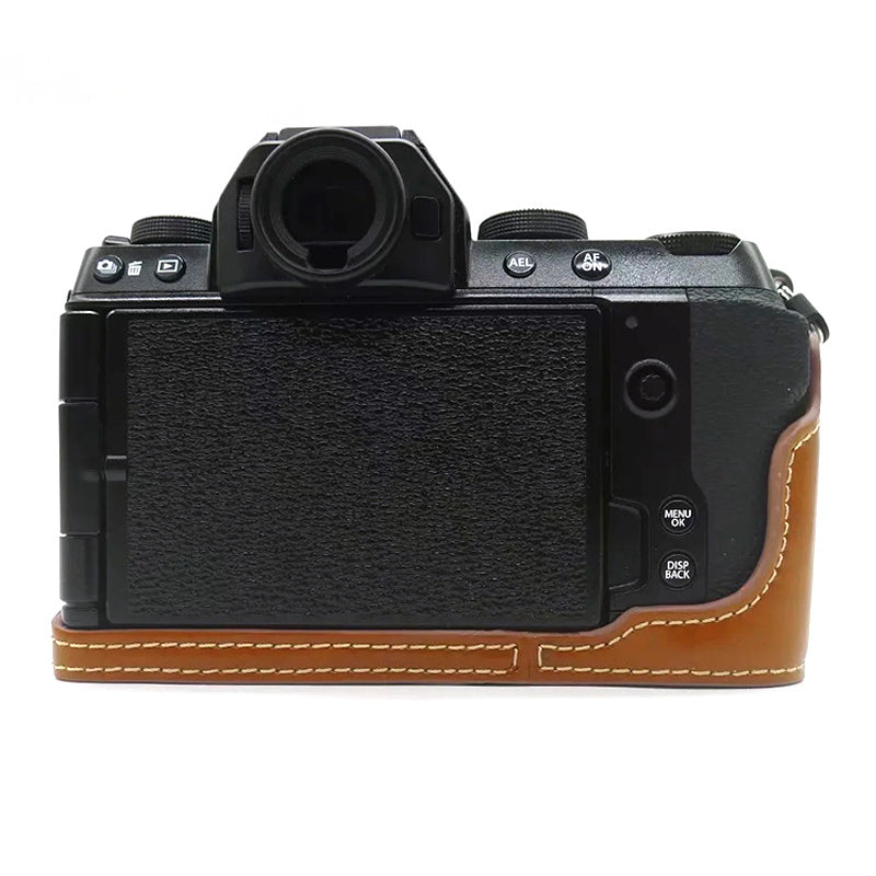 PU Leather Camera Bottom Case for Fujifilm X-S10, Anti-scratch Half Body Cover with Battery Opening - Brown