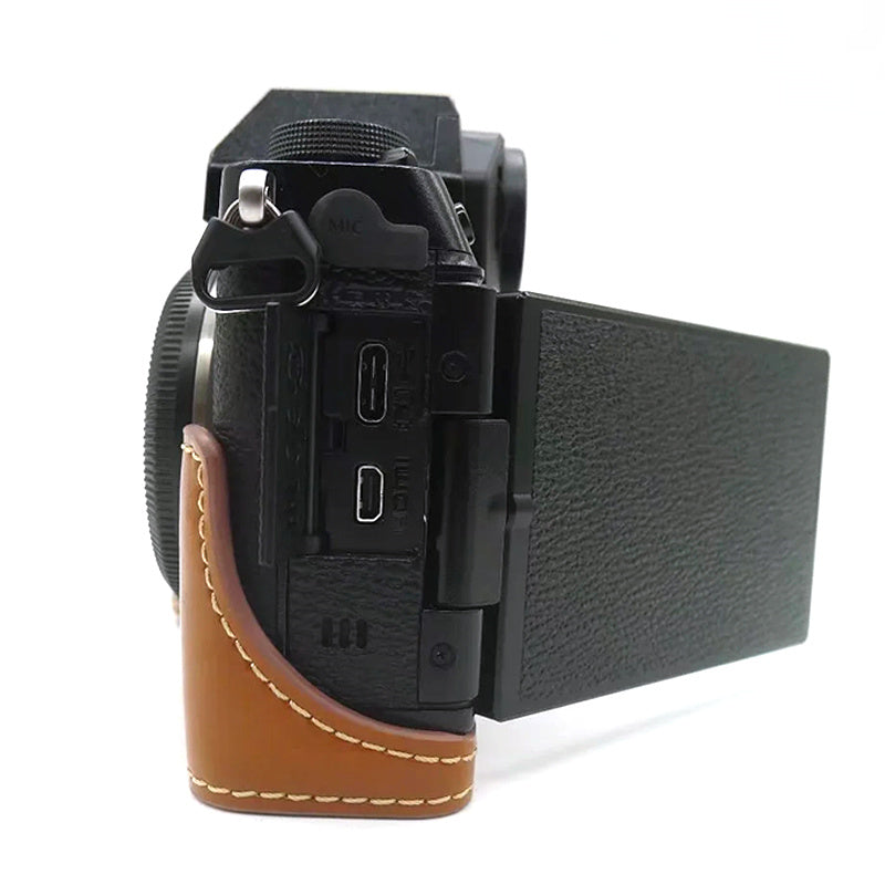 PU Leather Camera Bottom Case for Fujifilm X-S10, Anti-scratch Half Body Cover with Battery Opening - Brown