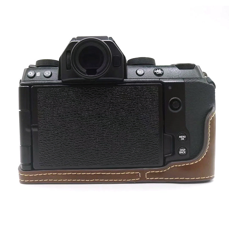 PU Leather Camera Bottom Case for Fujifilm X-S10, Anti-scratch Half Body Cover with Battery Opening - Coffee
