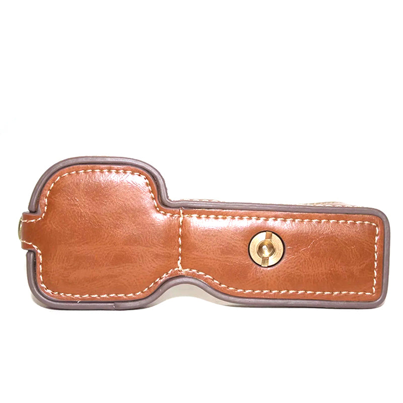 for Sony ZV-E10 Camera Bottom Case Anti-scratch PU Leather Half Protective Cover with Battery Opening Design - Brown