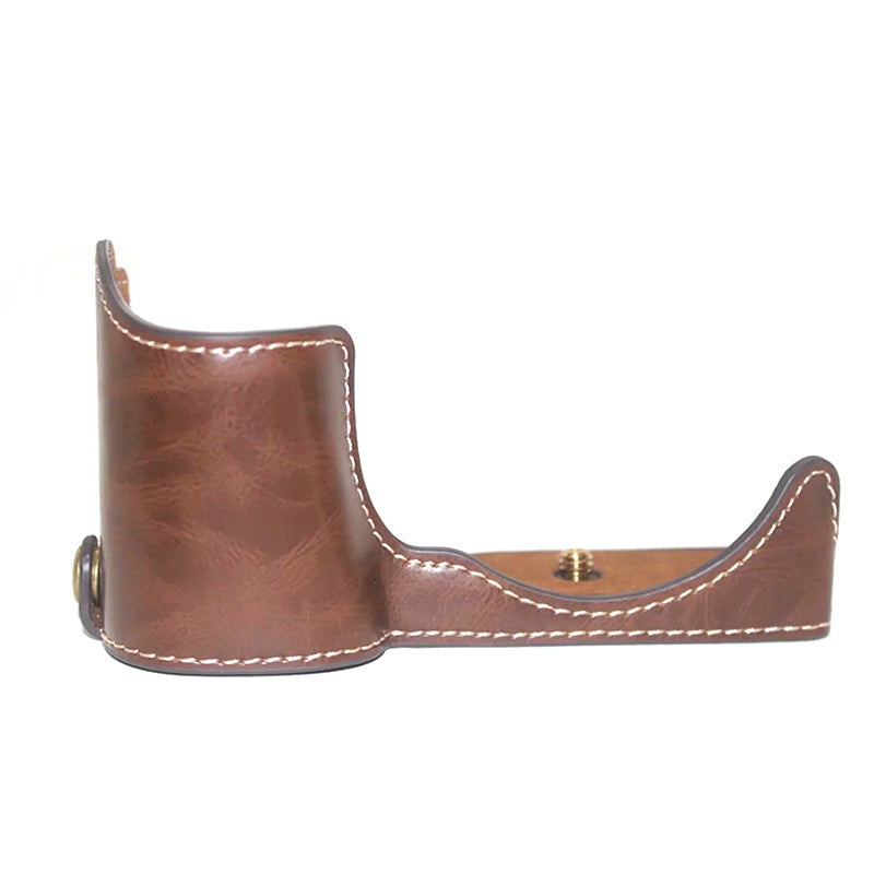 Uniqkart for Sony ZV-E10 Camera Bottom Case Anti-scratch PU Leather Half Protective Cover with Battery Opening Design - Coffee