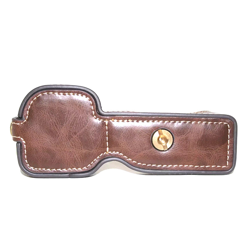 Uniqkart for Sony ZV-E10 Camera Bottom Case Anti-scratch PU Leather Half Protective Cover with Battery Opening Design - Coffee