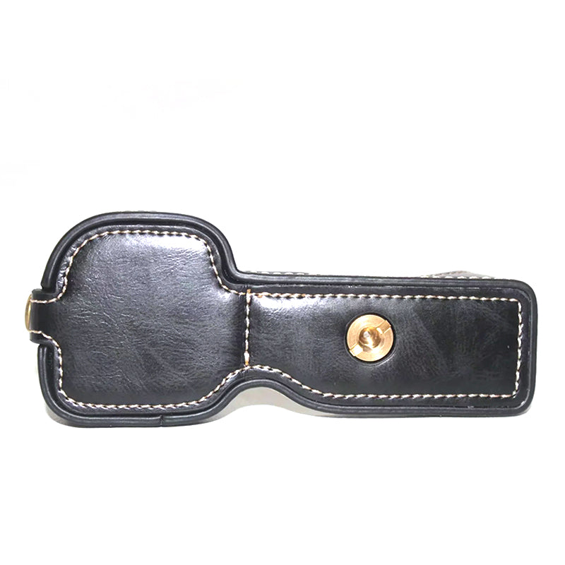 for Sony ZV-E10 Camera Bottom Case Anti-scratch PU Leather Half Protective Cover with Battery Opening Design - Black