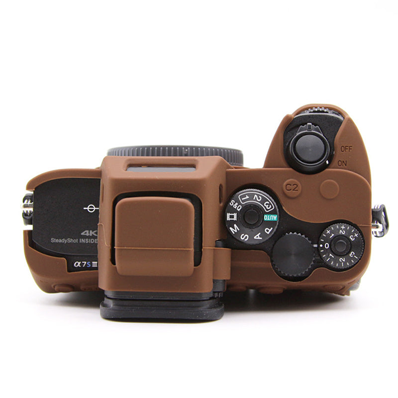 Uniqkart for Sony A7S III / ILCE-7SM3 / A1 Camera Anti-drop Silicone Case Soft Protective Cover - Coffee
