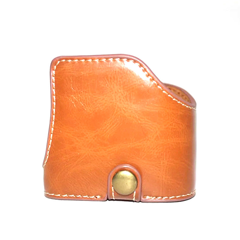 Uniqkart for Sony A6600 Camera Bottom Case Anti-scratch PU Leather Protective Half Body Cover with Battery Opening - Brown