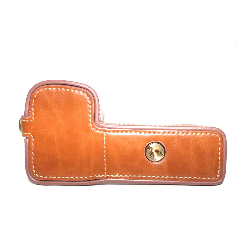 Uniqkart for Sony A6600 Camera Bottom Case Anti-scratch PU Leather Protective Half Body Cover with Battery Opening - Brown