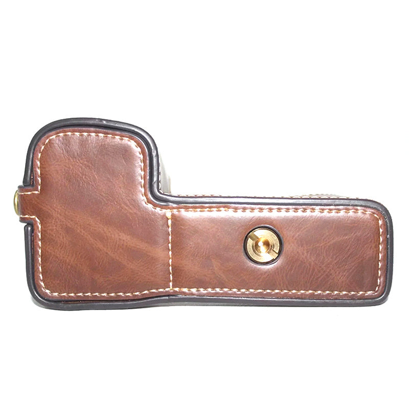 Uniqkart for Sony A6600 Camera Bottom Case Anti-scratch PU Leather Protective Half Body Cover with Battery Opening - Coffee