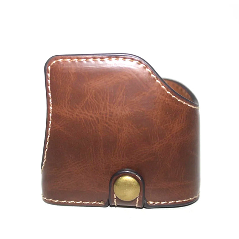 Uniqkart for Sony A6600 Camera Bottom Case Anti-scratch PU Leather Protective Half Body Cover with Battery Opening - Coffee