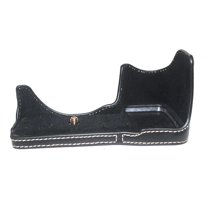 Uniqkart for Sony A6600 Camera Bottom Case Anti-scratch PU Leather Protective Half Body Cover with Battery Opening - Black