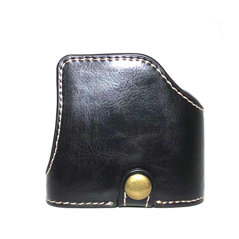 Uniqkart for Sony A6600 Camera Bottom Case Anti-scratch PU Leather Protective Half Body Cover with Battery Opening - Black