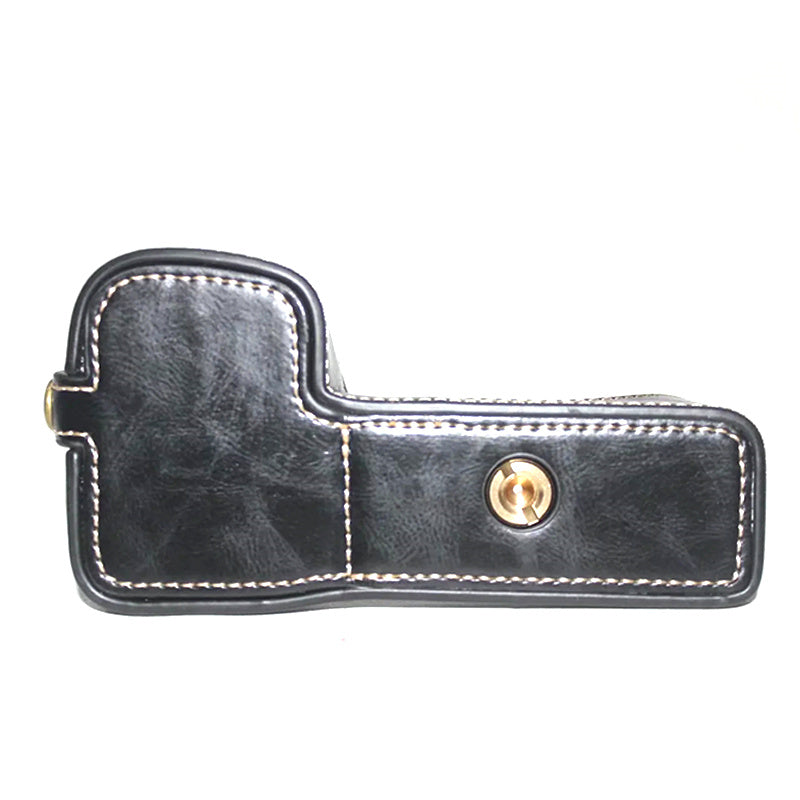 Uniqkart for Sony A6600 Camera Bottom Case Anti-scratch PU Leather Protective Half Body Cover with Battery Opening - Black