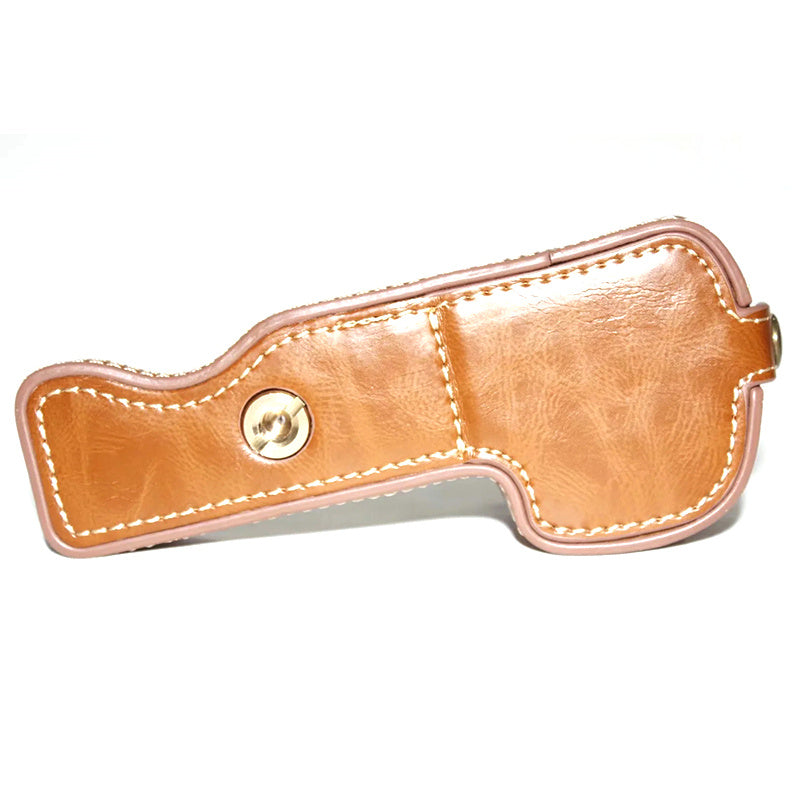 Uniqkart for Sony A6400 / A6300 / A6000 Camera Protective Half Body Cover PU Leather Bottom Case with Battery Opening - Brown