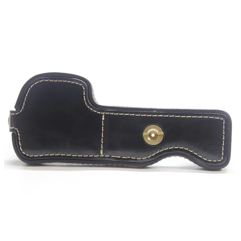 Uniqkart for Sony A6400 / A6300 / A6000 Camera Protective Half Body Cover PU Leather Bottom Case with Battery Opening - Black