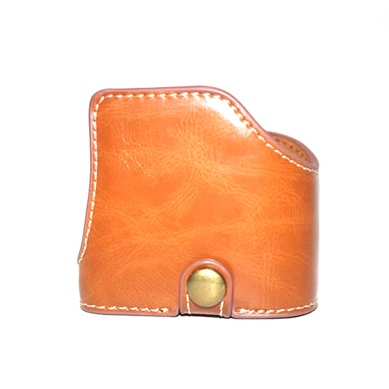 Uniqkart for Sony A6600 Anti-scratch PU Leather Camera Bottom Cover Battery Opening Design Half Body Protective Case with Hand Strap - Brown