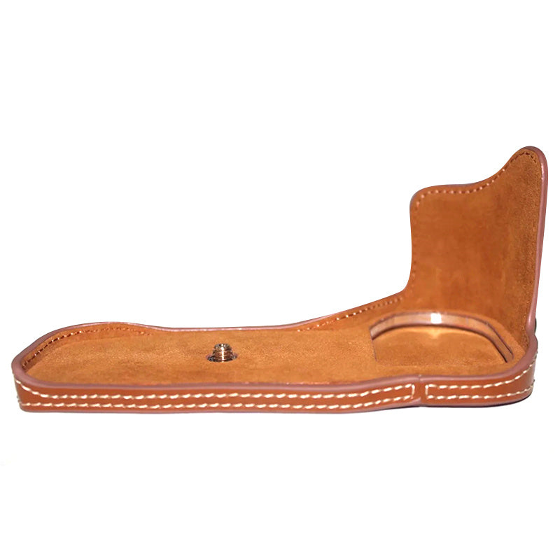 Uniqkart for Canon EOS 6D Mark II PU Leather Bottom Cover Half Body Protective Camera Case with Battery Opening - Brown