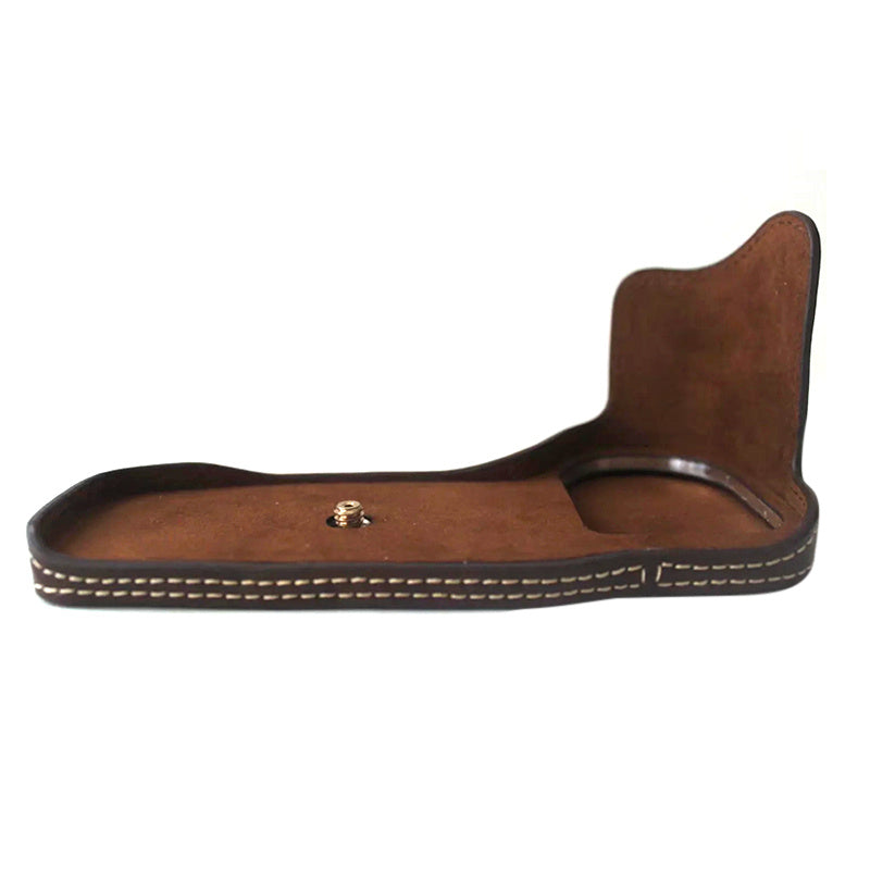 Uniqkart for Canon EOS 6D Mark II PU Leather Bottom Cover Half Body Protective Camera Case with Battery Opening - Coffee