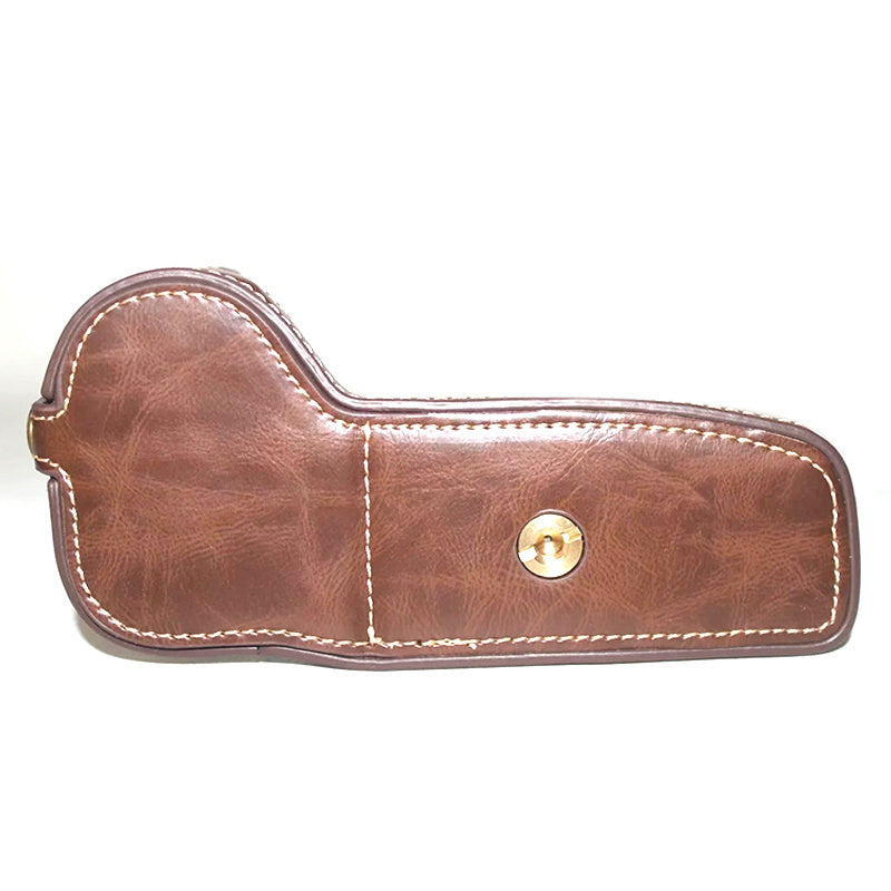 Uniqkart for Canon EOS 6D Mark II PU Leather Bottom Cover Half Body Protective Camera Case with Battery Opening - Coffee