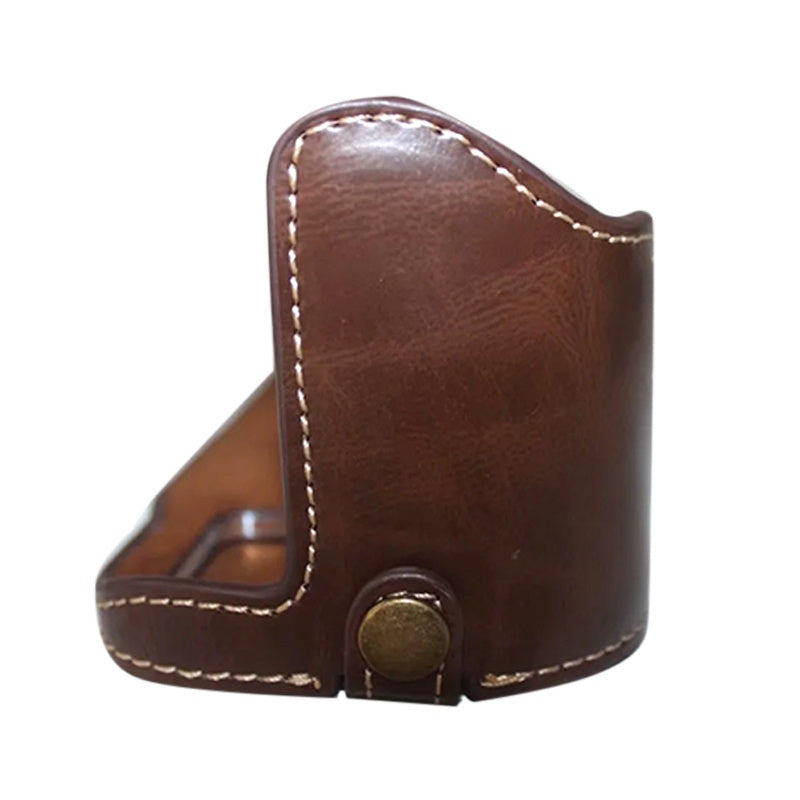 Uniqkart for Canon EOS 6D Mark II PU Leather Bottom Cover Half Body Protective Camera Case with Battery Opening - Coffee