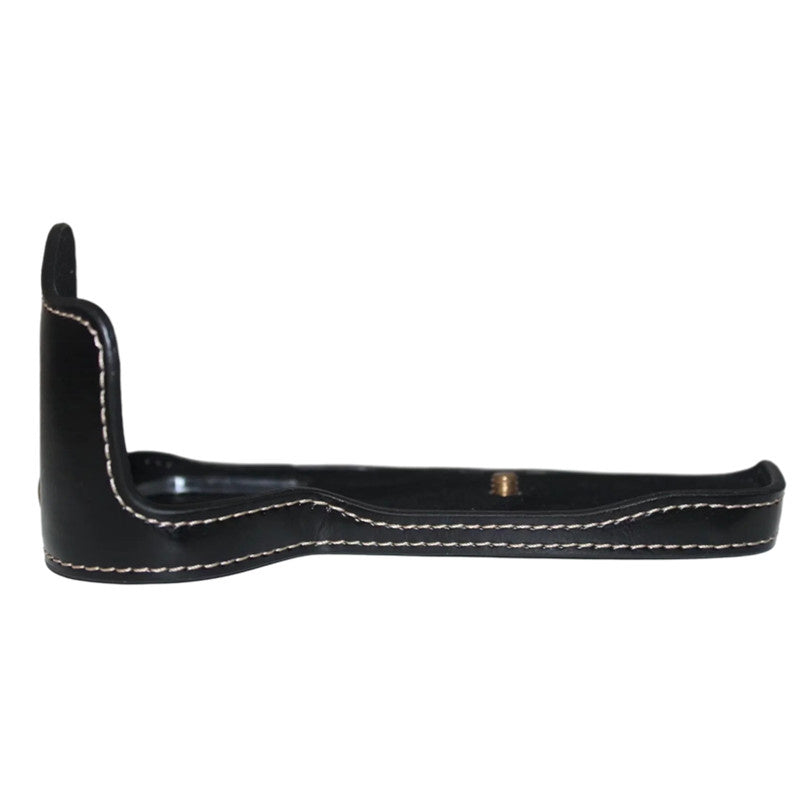 Uniqkart for Canon EOS 6D Mark II PU Leather Bottom Cover Half Body Protective Camera Case with Battery Opening - Black