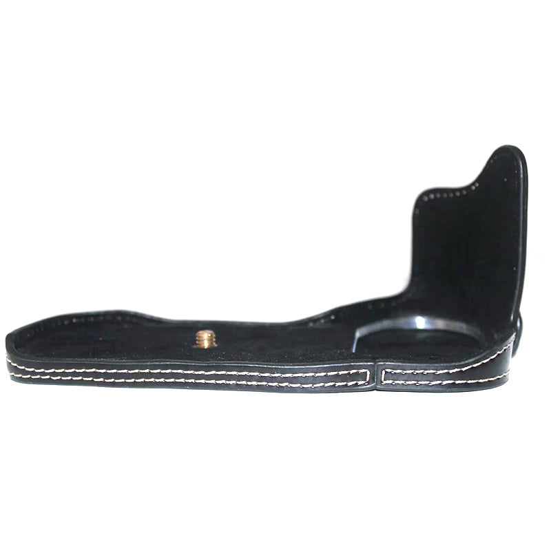 Uniqkart for Canon EOS 6D Mark II PU Leather Bottom Cover Half Body Protective Camera Case with Battery Opening - Black