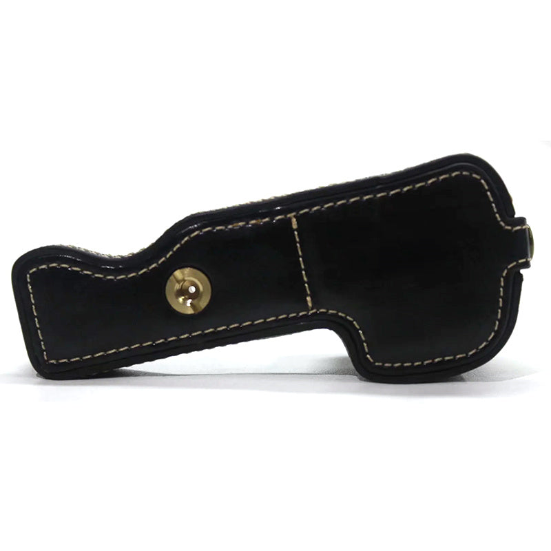 Uniqkart for Sony A6400 / A6300 / A6000 Battery Opening Bottom Case PU Leather Half Body Protective Cover with Hand Strap - Black