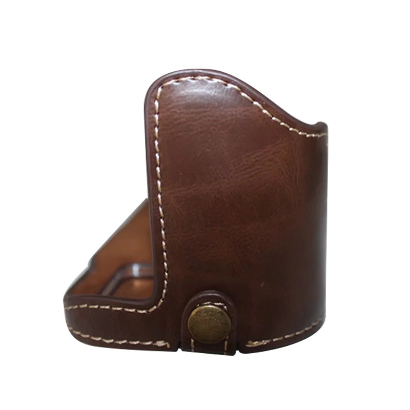 Uniqkart for Canon EOS 6D Mark II PU Leather Camera Bottom Case with Hand Strap, Battery Opening Design Half Body Protective Cover - Coffee