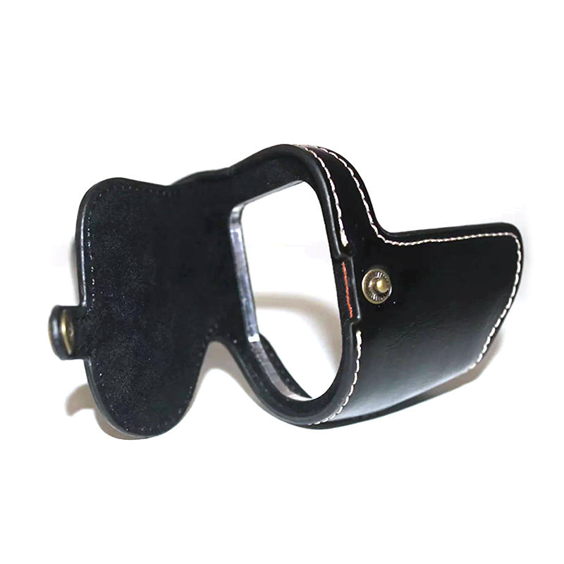 Uniqkart for Canon EOS 6D Mark II PU Leather Camera Bottom Case with Hand Strap, Battery Opening Design Half Body Protective Cover - Black