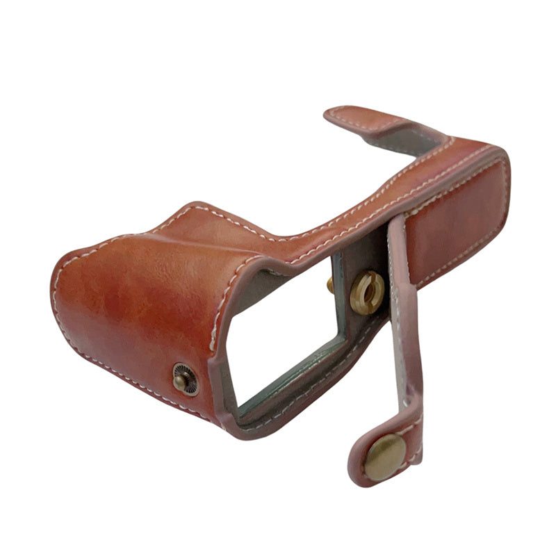 Uniqkart for Fujifilm X-T30II X-T30 X-T20 X-T10 PU Leather Camera Bottom Case Anti-scratch Half Body Cover with Battery Opening Design - Brown