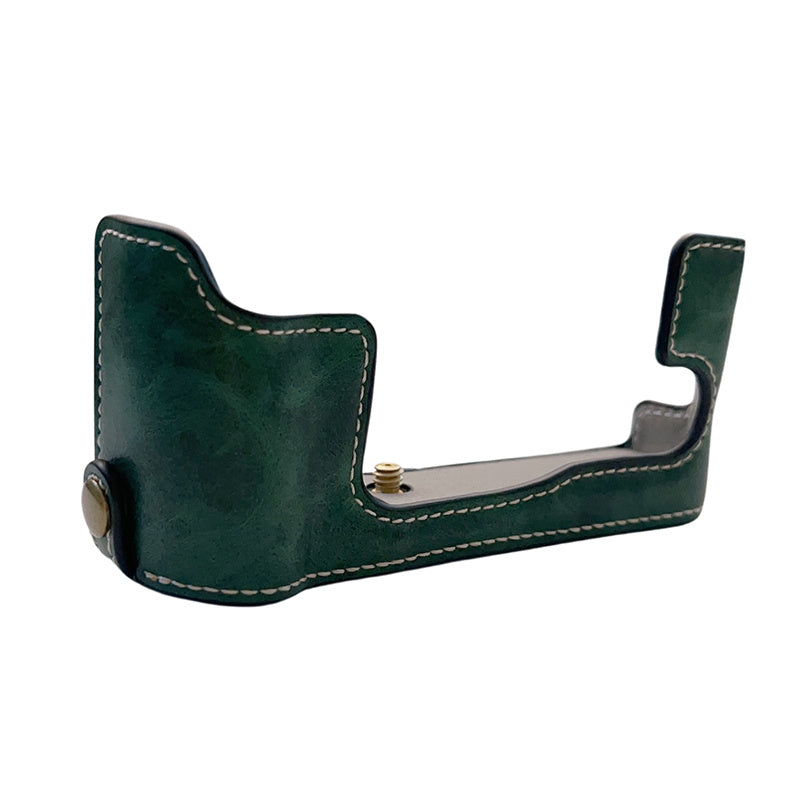 Uniqkart for Fujifilm X-T30II X-T30 X-T20 X-T10 PU Leather Camera Bottom Case Anti-scratch Half Body Cover with Battery Opening Design - Green