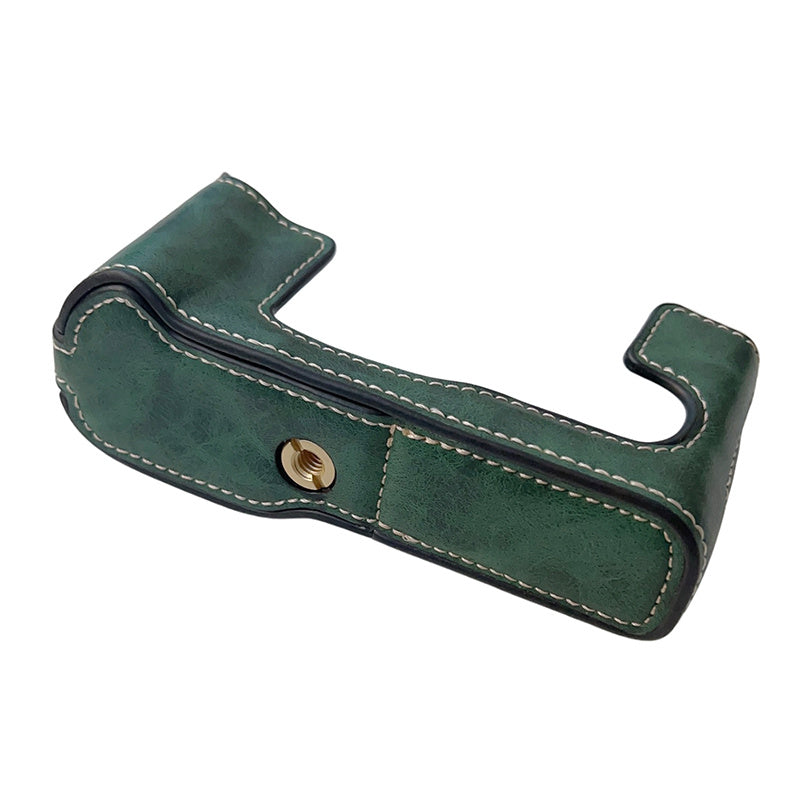 Uniqkart for Fujifilm X-T30II X-T30 X-T20 X-T10 PU Leather Camera Bottom Case Anti-scratch Half Body Cover with Battery Opening Design - Green