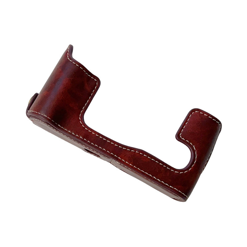 Uniqkart for Fujifilm X-T30II X-T30 X-T20 X-T10 PU Leather Camera Bottom Case Anti-scratch Half Body Cover with Battery Opening Design - Coffee