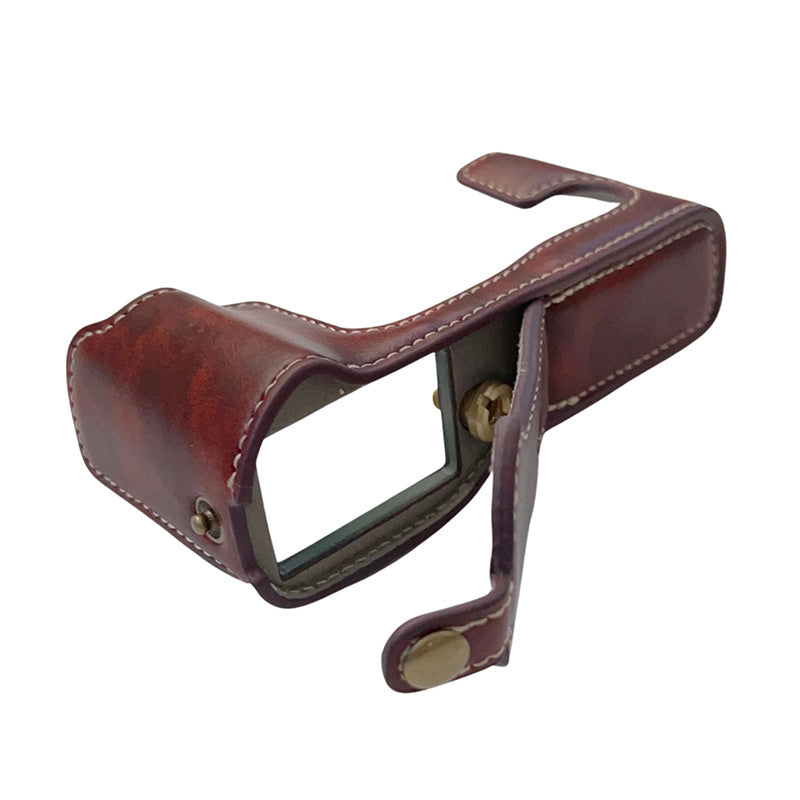 Uniqkart for Fujifilm X-T30II X-T30 X-T20 X-T10 PU Leather Camera Bottom Case Anti-scratch Half Body Cover with Battery Opening Design - Coffee