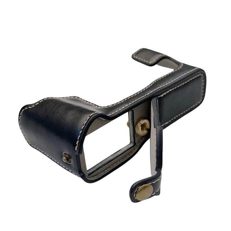 Uniqkart for Fujifilm X-T30II X-T30 X-T20 X-T10 PU Leather Camera Bottom Case Anti-scratch Half Body Cover with Battery Opening Design - Black