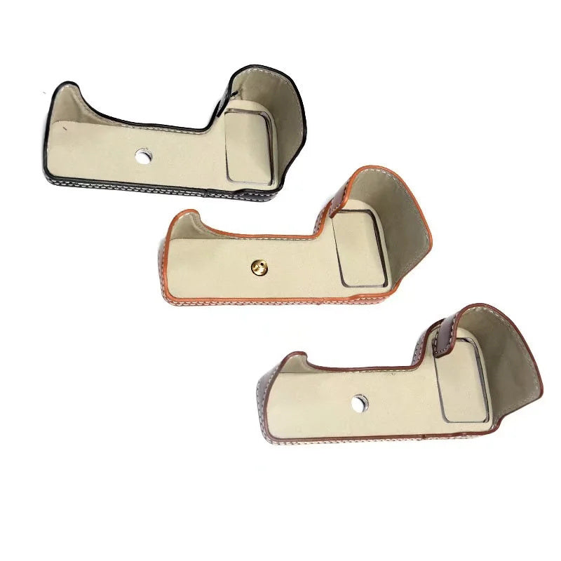 Uniqkart for Fujifilm X-S10 Retro PU Leather Camera Bottom Case Half Body Protective Cover with Battery Opening - Brown