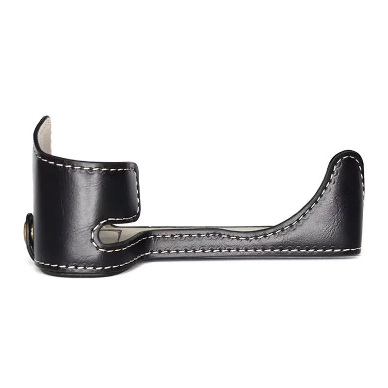 Uniqkart for Fujifilm X-S10 Retro PU Leather Camera Bottom Case Half Body Protective Cover with Battery Opening - Black