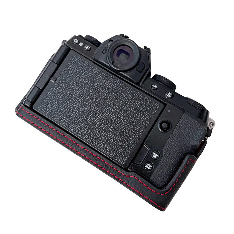 Genuine Leather Half Cover Case for Fujifilm X-S10 Camera, Anti-scratch Protective Cover with Battery Opening - Black