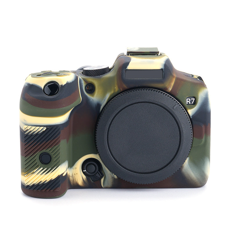 Flexible Silicone Protective Case for Canon EOS R7 Camera, Anti-scratch Anti-drop Cover - Camouflage