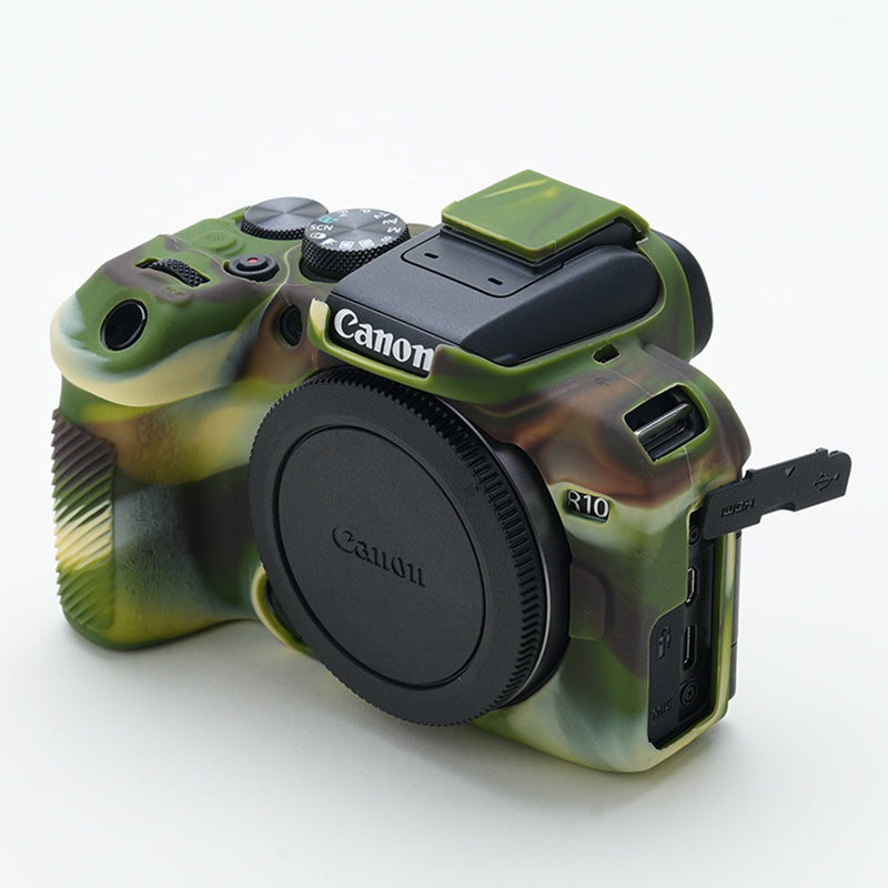 Soft Silicone Skin Case for Canon EOS R10 Camera, Anti-scratch Dust-proof Protective Cover - Camouflage