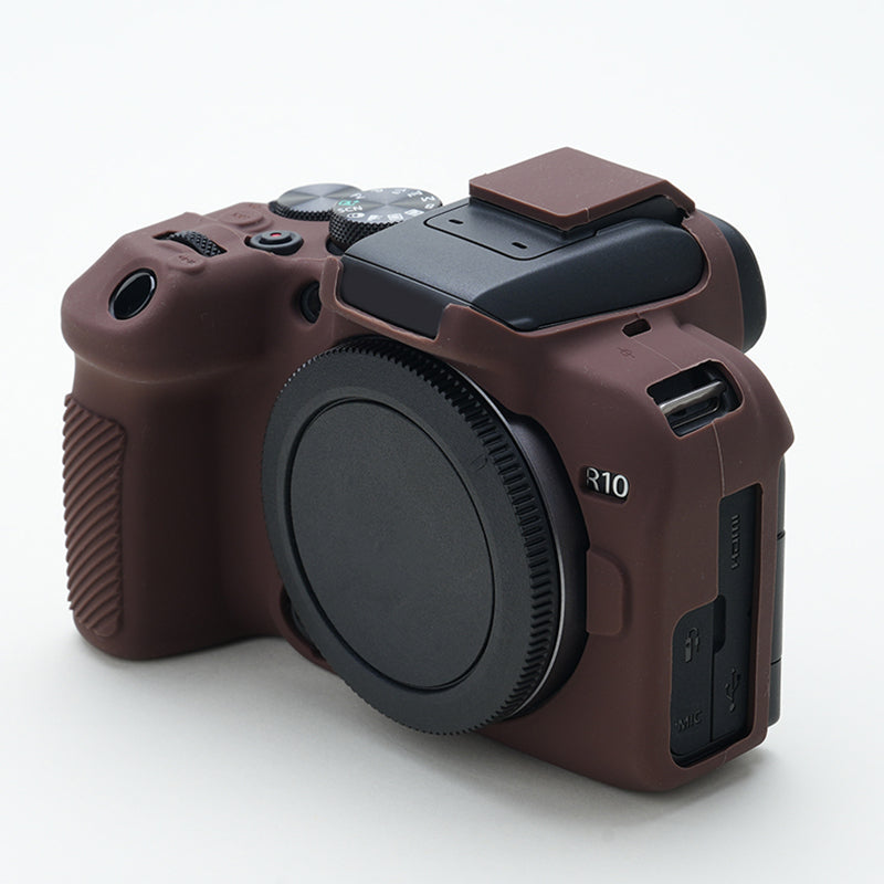 Soft Silicone Skin Case for Canon EOS R10 Camera, Anti-scratch Dust-proof Protective Cover - Brown
