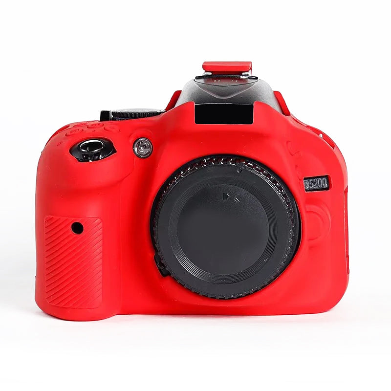 Uniqkart for Nikon D5200 / D5100 Silicone Skin Case Camera DSLR Bag Anti-scratch Protective Cover - Red