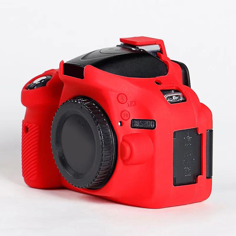 Uniqkart for Nikon D5200 / D5100 Silicone Skin Case Camera DSLR Bag Anti-scratch Protective Cover - Red