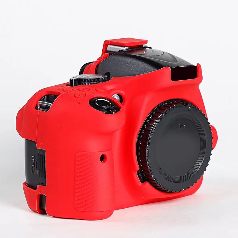 Uniqkart for Nikon D5200 / D5100 Silicone Skin Case Camera DSLR Bag Anti-scratch Protective Cover - Red