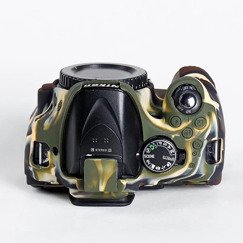 Uniqkart for Nikon D5200 / D5100 Silicone Skin Case Camera DSLR Bag Anti-scratch Protective Cover - Camouflage