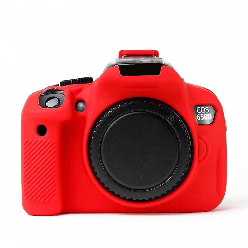 Uniqkart for Canon EOS 700D / 650D / 600D Soft Silicone Skin Case Protective Cover Anti-scratch Camera Bag - Red